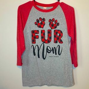 Simply Faithful | Fur Mom Baseball Tee | S | Red